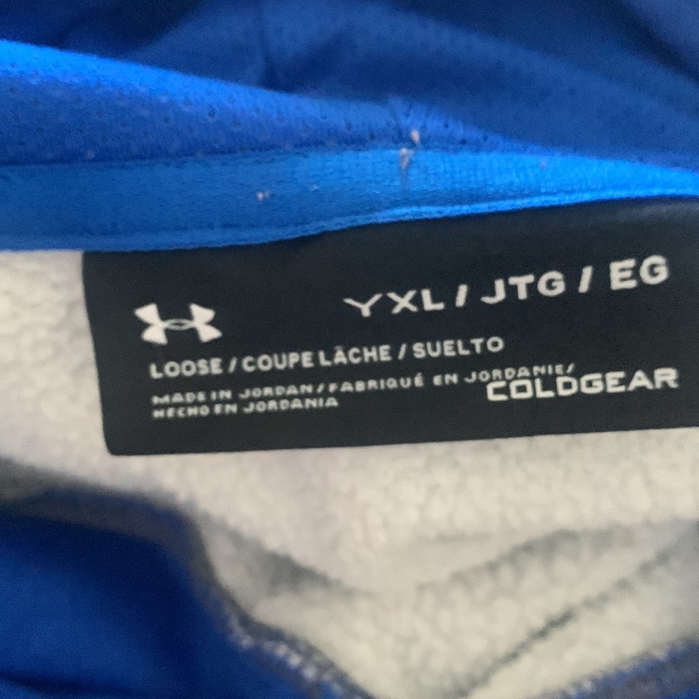 Boys Gray/Blue Under Armour Hoodie / Sweatshirt Size XL - Picture 3 of 3
